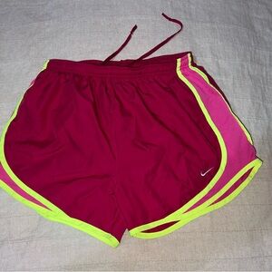 Nike Dri Fit Women’s Red and Yellow Athletic Shorts Size M